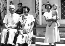 JRW Sr., JRM, TWM, Scott, July 1951 at first San Antonio home, photo by J. R. Wait Sr. (JRW)