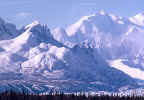 Mt. McKinley and probably Mt. Hunter seen from Talkeetna highway October 1971