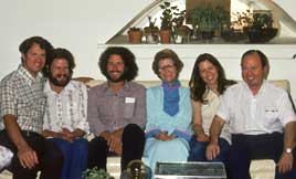 MCM, Scott, JRM, TWM, Donna ?Hudson, JVM, in Russ's home in Boulder CO c. 6/9/1975 (photo by MCM)