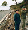Becky and her father with still undaunted madrona January 1984