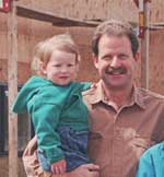 Kate Scott RCM James at their home under construction June 1995 (photo by MCM)
