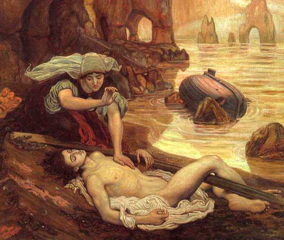 Brown (Ford Madox): The Finding of Don Juan by Haidee (detail)