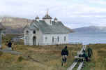 Hauling medical gear back to the beach at Belkofski AK September 1970