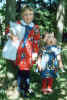 Wendy and Christie wearing dresses made by Linda and Mary Cardiff September 1976