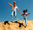 Wendy and Christie at sand dunes on Oregon coast September 1980