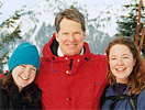 Mike with kids XC skiing on Kendall Peak Lakes trail January 1999