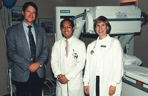 Michael McGoodwin with Clifford Lee and Sue Ellen Panaanan at Providence Medical Center 1991