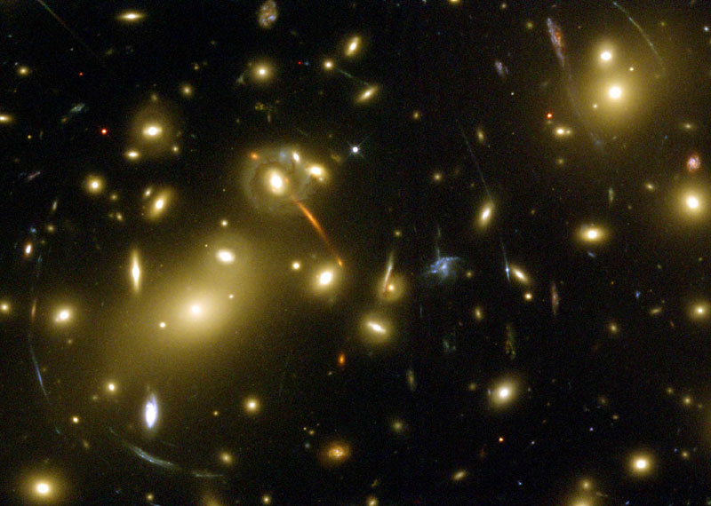 Galaxy cluster Abell 2218 showing Gravitational Lensing