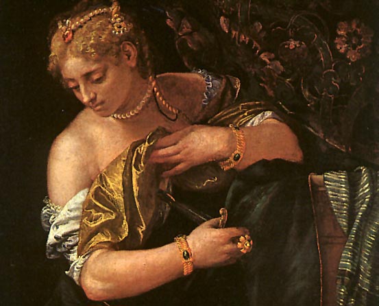 Veronese (Paolo): Lucretia Stabbing Herself, 1583-84 (detail)